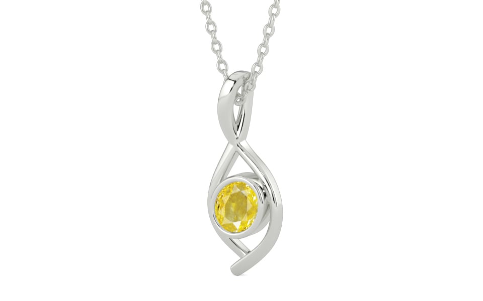 Sterling Silver Ceylon Yellow Sapphire Pendant Limited Quality (P1)