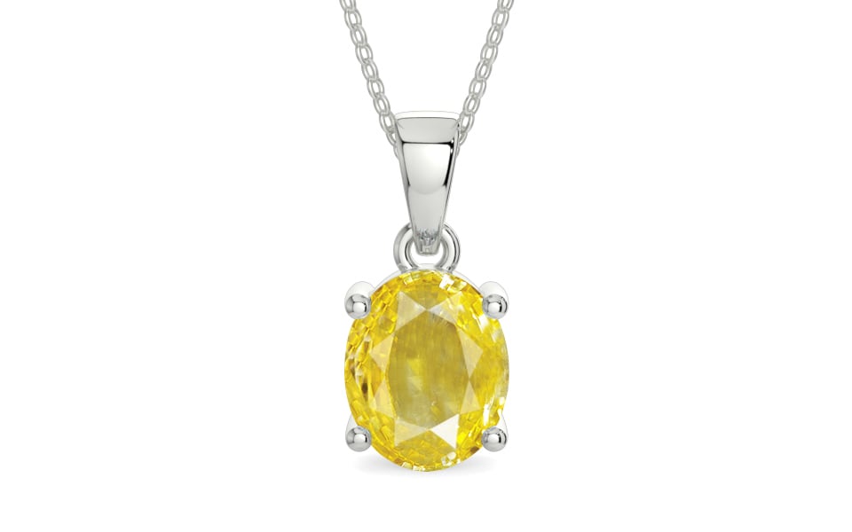 Sterling Silver Ceylon Yellow Sapphire Pendant Limited Quality (P10)