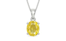 Sterling Silver Ceylon Yellow Sapphire Pendant Limited Quality (P10)