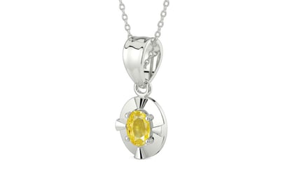 Sterling Silver Ceylon Yellow Sapphire Pendant Limited Quality (P11)