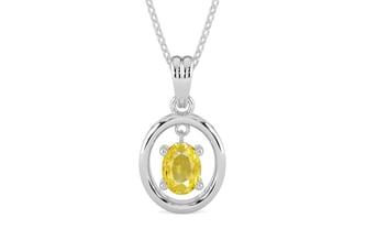 Sterling Silver Ceylon Yellow Sapphire Pendant Limited Quality (P2)