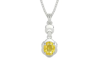 Sterling Silver Ceylon Yellow Sapphire Pendant Limited Quality (P6)