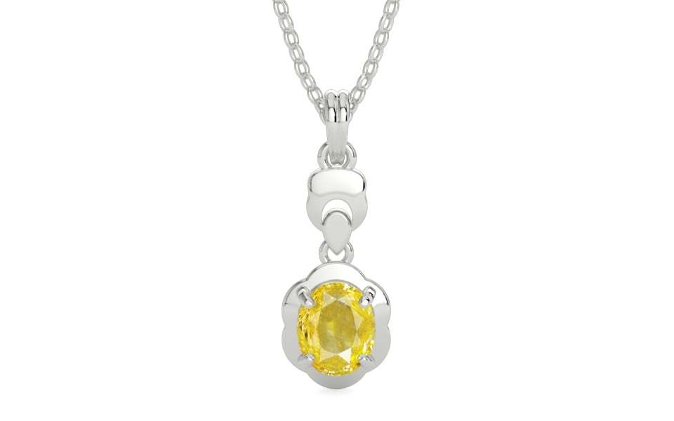 Sterling Silver Ceylon Yellow Sapphire Pendant Limited Quality (P6)