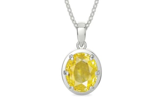 Sterling Silver Ceylon Yellow Sapphire Pendant Limited Quality (P8)