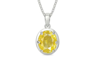 Sterling Silver Ceylon Yellow Sapphire Pendant Limited Quality (P8)