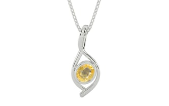 Sterling Silver Ceylon Yellow Sapphire Pendant Prime Quality (P1)