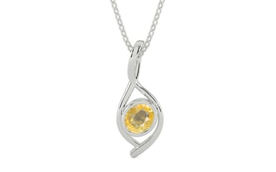 Sterling Silver Ceylon Yellow Sapphire Pendant Prime Quality (P1)