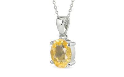 Sterling Silver Ceylon Yellow Sapphire Pendant Prime Quality (P10)