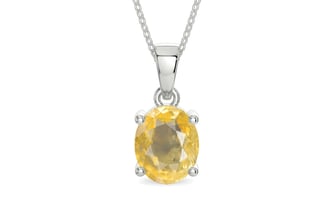 Sterling Silver Ceylon Yellow Sapphire Pendant Prime Quality (P10)