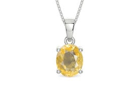 Sterling Silver Ceylon Yellow Sapphire Pendant Prime Quality (P10)