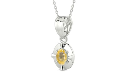 Sterling Silver Ceylon Yellow Sapphire Pendant Prime Quality (P11)