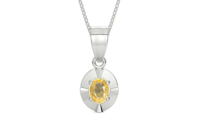 Sterling Silver Ceylon Yellow Sapphire Pendant Prime Quality (P11)