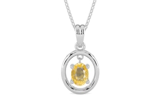 Sterling Silver Ceylon Yellow Sapphire Pendant Prime Quality (P2)