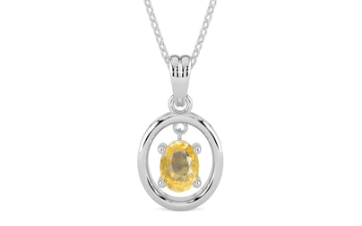 Sterling Silver Ceylon Yellow Sapphire Pendant Prime Quality (P2)
