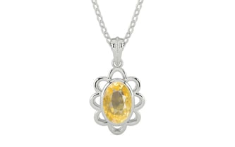 Sterling Silver Ceylon Yellow Sapphire Pendant Prime Quality (P3)
