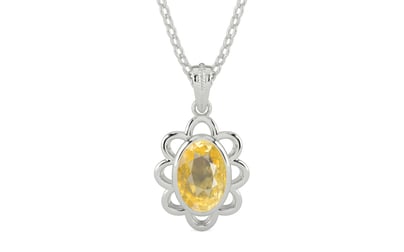 Sterling Silver Ceylon Yellow Sapphire Pendant Prime Quality (P3)