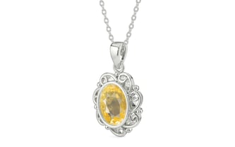 Sterling Silver Ceylon Yellow Sapphire Pendant Prime Quality (P5)