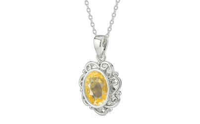 Sterling Silver Ceylon Yellow Sapphire Pendant Prime Quality (P5)