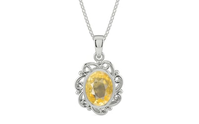 Sterling Silver Ceylon Yellow Sapphire Pendant Prime Quality (P5)