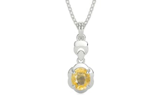 Sterling Silver Ceylon Yellow Sapphire Pendant Prime Quality (P6)