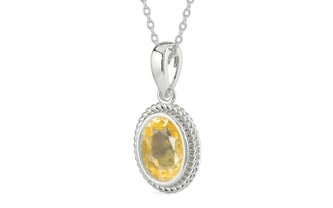 Sterling Silver Ceylon Yellow Sapphire Pendant Prime Quality (P7)