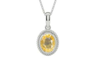 Sterling Silver Ceylon Yellow Sapphire Pendant Prime Quality (P7)