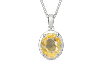 Sterling Silver Ceylon Yellow Sapphire Pendant Prime Quality (P8)
