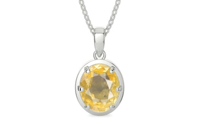 Sterling Silver Ceylon Yellow Sapphire Pendant Prime Quality (P8)