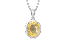 Sterling Silver Ceylon Yellow Sapphire Pendant Prime Quality (P8)