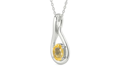 Sterling Silver Ceylon Yellow Sapphire Pendant Prime Quality (P9)