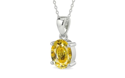 Sterling Silver Ceylon Yellow Sapphire Pendant Rare Quality (P10)