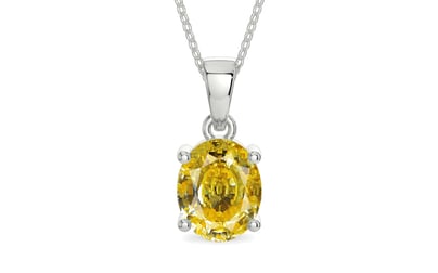Sterling Silver Ceylon Yellow Sapphire Pendant Rare Quality (P10)