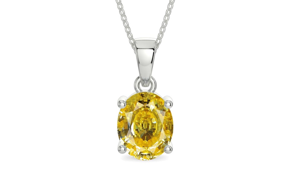 Sterling Silver Ceylon Yellow Sapphire Pendant Rare Quality (P10)