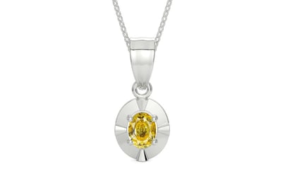 Sterling Silver Ceylon Yellow Sapphire Pendant Rare Quality (P11)