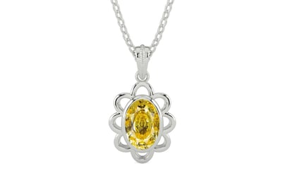 Sterling Silver Ceylon Yellow Sapphire Pendant Rare Quality (P3)