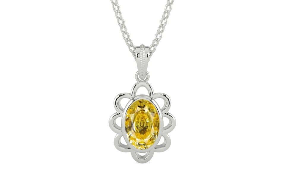 Sterling Silver Ceylon Yellow Sapphire Pendant Rare Quality (P3)