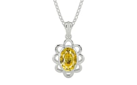 Sterling Silver Ceylon Yellow Sapphire Pendant Rare Quality (P3)