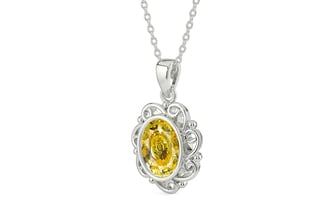 Sterling Silver Ceylon Yellow Sapphire Pendant Rare Quality (P5)