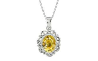 Sterling Silver Ceylon Yellow Sapphire Pendant Rare Quality (P5)