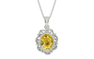 Sterling Silver Ceylon Yellow Sapphire Pendant Rare Quality (P5)