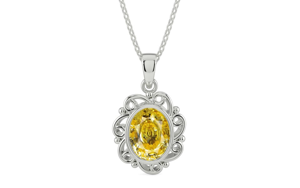Sterling Silver Ceylon Yellow Sapphire Pendant Rare Quality (P5)