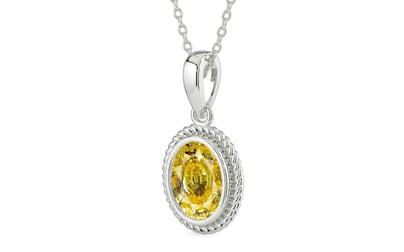 Sterling Silver Ceylon Yellow Sapphire Pendant Rare Quality (P7)