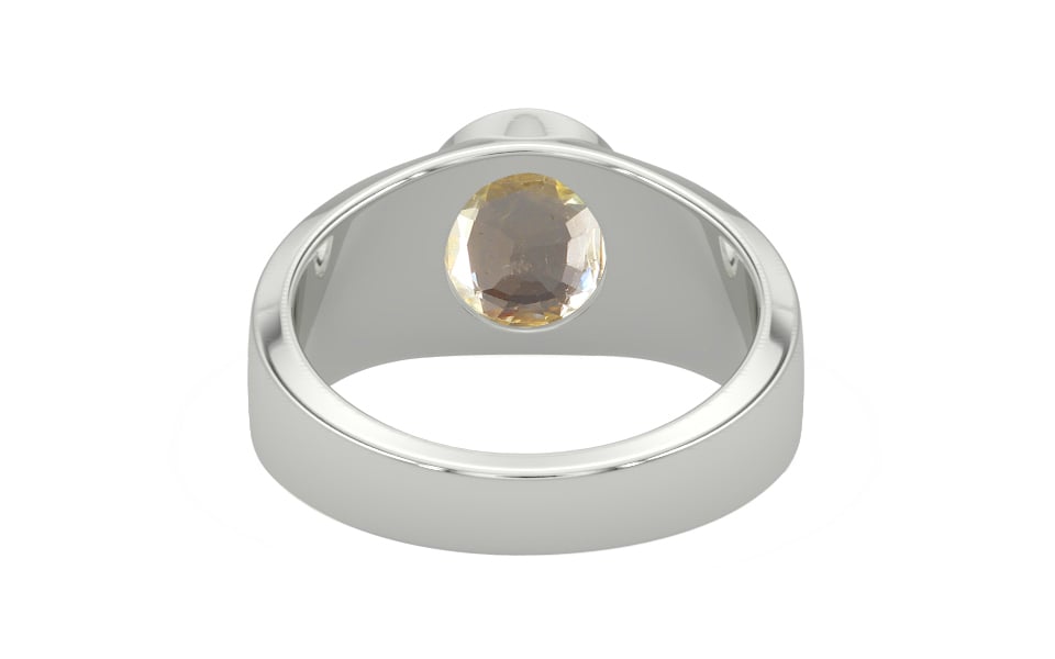 Sterling Silver Ceylon Yellow Sapphire Ring Fine Quality (R10)