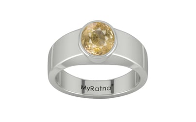 Sterling Silver Ceylon Yellow Sapphire Ring Fine Quality (R10)