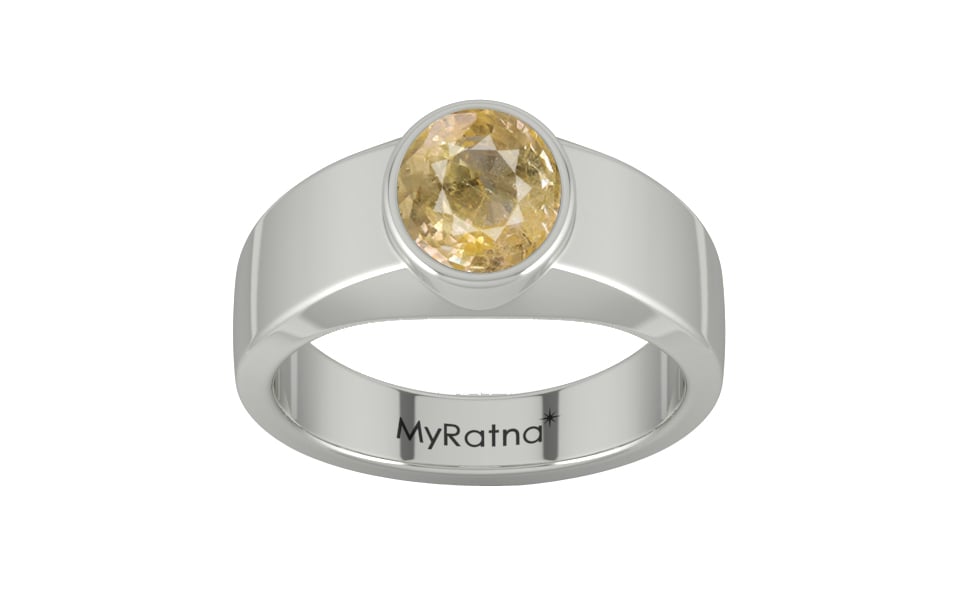 Sterling Silver Ceylon Yellow Sapphire Ring Fine Quality (R10)