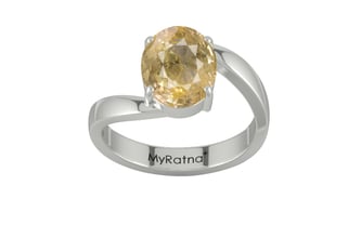Sterling Silver Ceylon Yellow Sapphire Ring Fine Quality (R2)