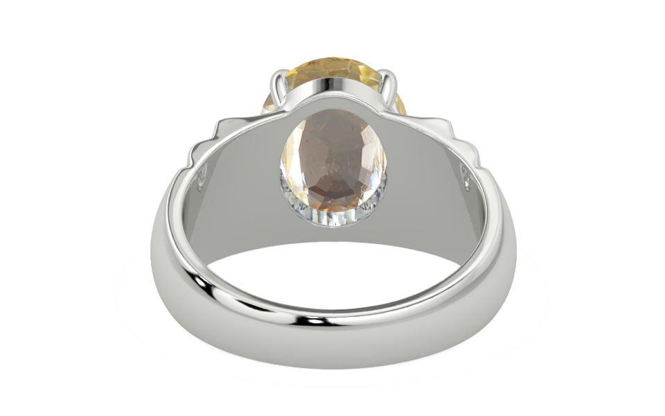 Sterling Silver Ceylon Yellow Sapphire Ring Fine Quality (R4)