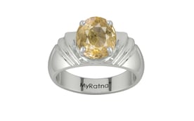 Sterling Silver Ceylon Yellow Sapphire Ring Fine Quality (R4)
