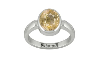 Sterling Silver Ceylon Yellow Sapphire Ring Fine Quality (R6)