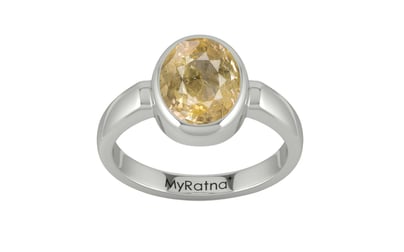 Sterling Silver Ceylon Yellow Sapphire Ring Fine Quality (R6)